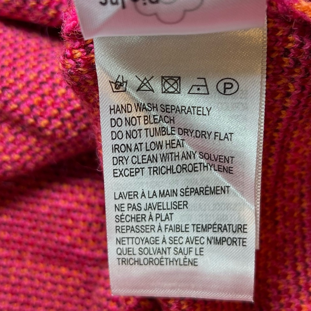 Farm Rio Vibrant Floral Cable Knit Sweater Pink Botanical Print Size Medium - Picture 12 of 13
